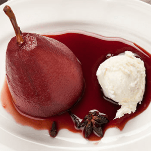 Red Wine Poached Pears with Mascarpone.