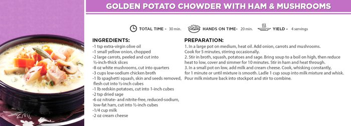 Golden Potato Chowder with Ham & Mushrooms