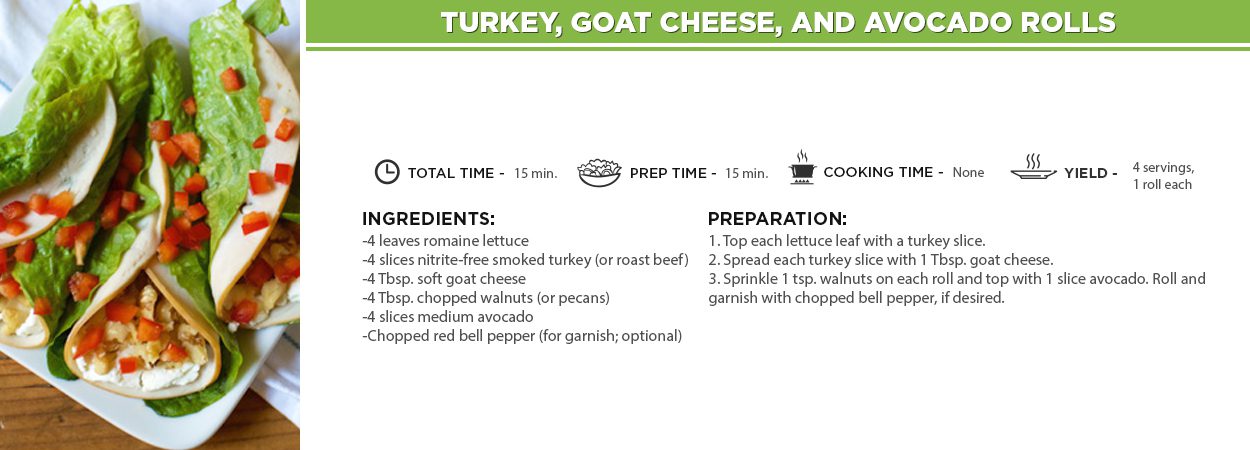 Turkey, Goat Cheese, and Avocado Rolls