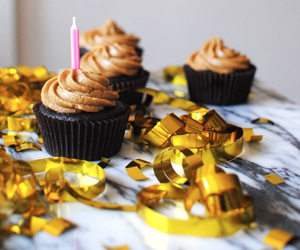 Flourless Brownie Cupcakes with Peanut Butter Frosting