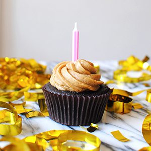 Flourless Brownie Cupcakes with Peanut Butter Frosting