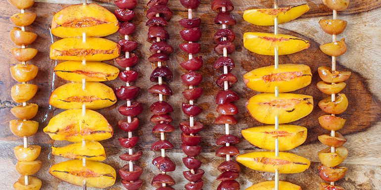 Grilled Peaches and Cherries